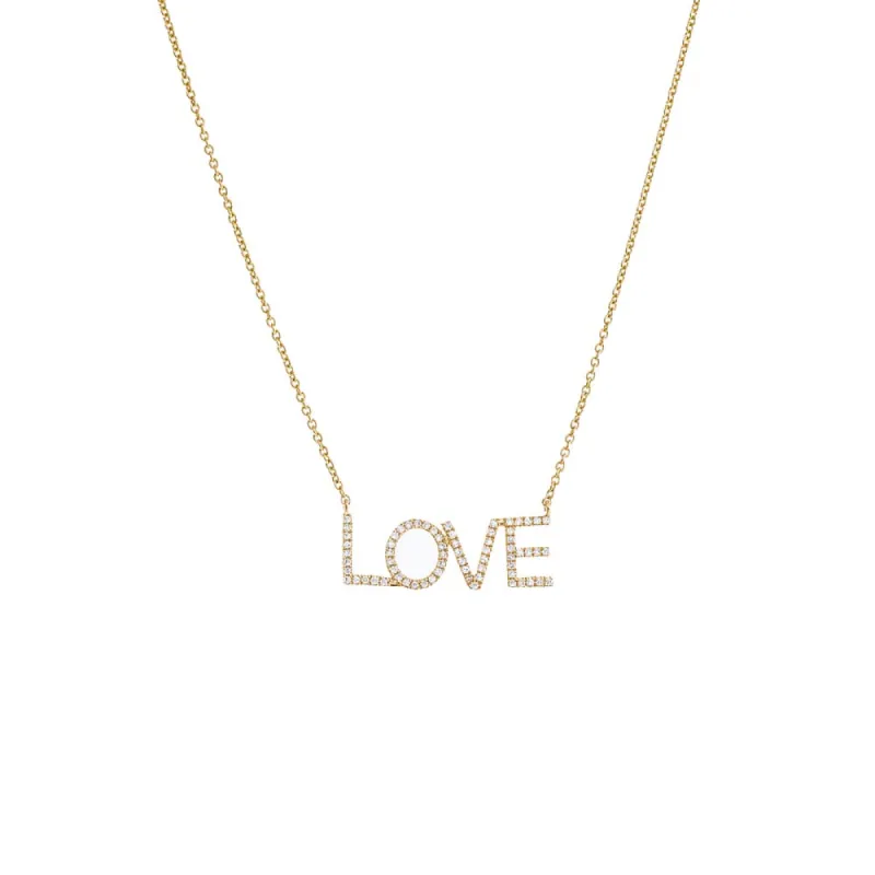 Diamond Pave Love Nameplate Necklace 14K sold by Adina Eden's