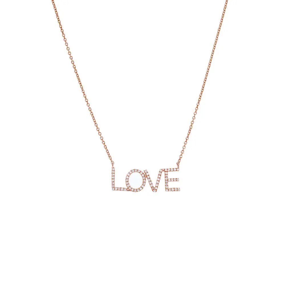Diamond Pave Love Nameplate Necklace 14K sold by Adina Eden's product image thumbnail 5