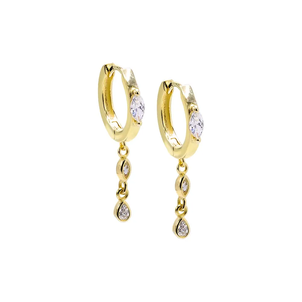 CZ Marquise X Dangling Bezel Huggie Earirng sold by Adina Eden's