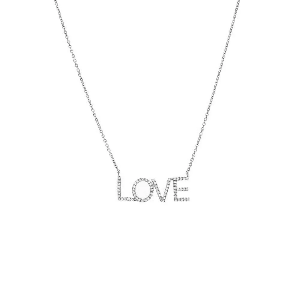 Diamond Pave Love Nameplate Necklace 14K sold by Adina Eden's product image thumbnail 4