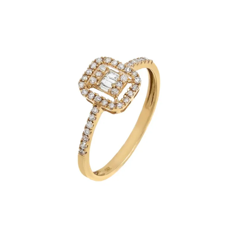 Diamond Illusion Halo Baguette Ring 14K sold by Adina Eden's