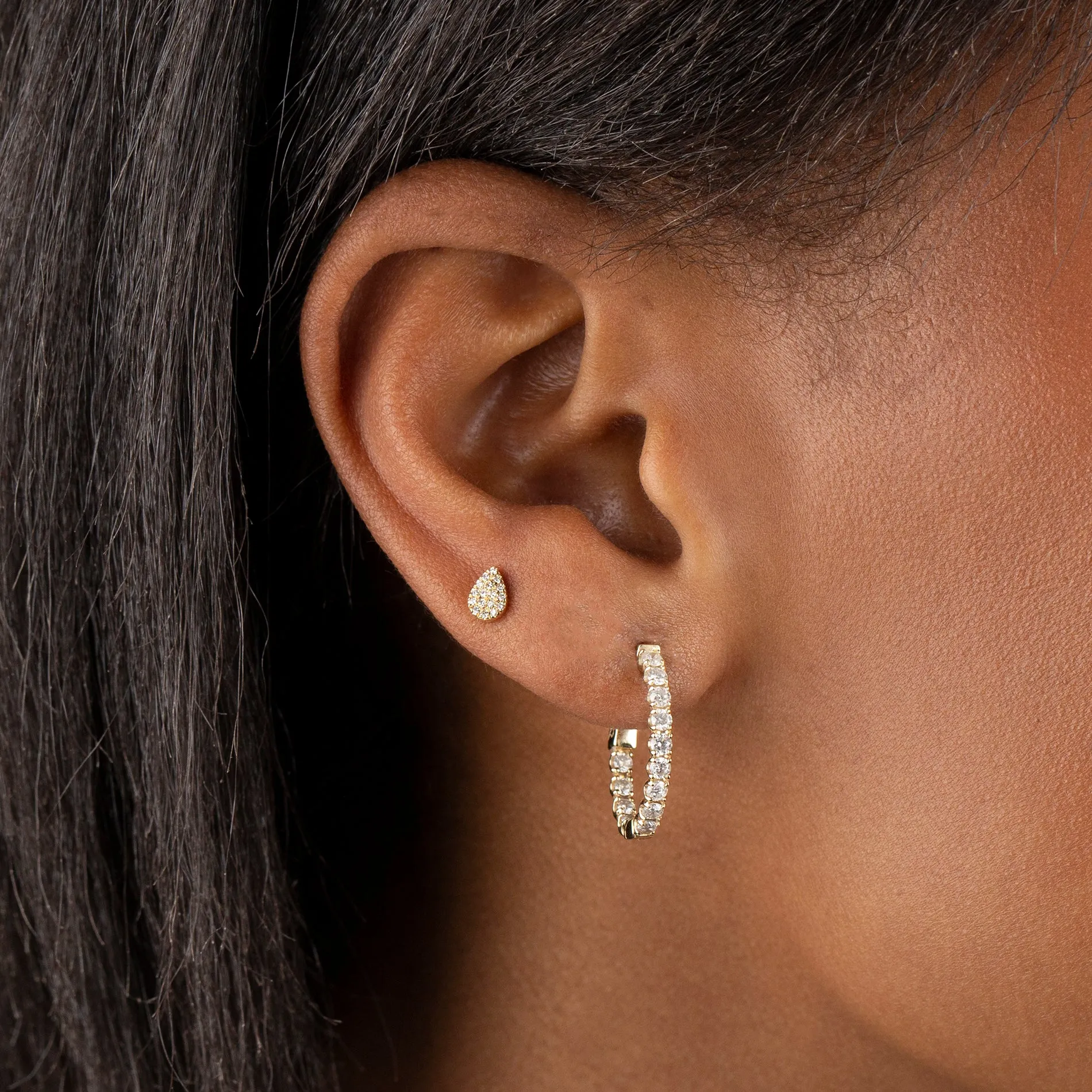 Diamond Pavé Teardrop Stud Earring 14K sold by Adina Eden's product image thumbnail 2