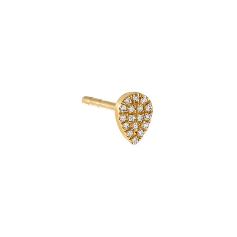 Diamond Pavé Teardrop Stud Earring 14K sold by Adina Eden's