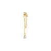CZ X Pearl Double Chain Front Back Stud Earring sold by Adina Eden's