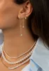 CZ X Pearl Double Chain Front Back Stud Earring sold by Adina Eden's