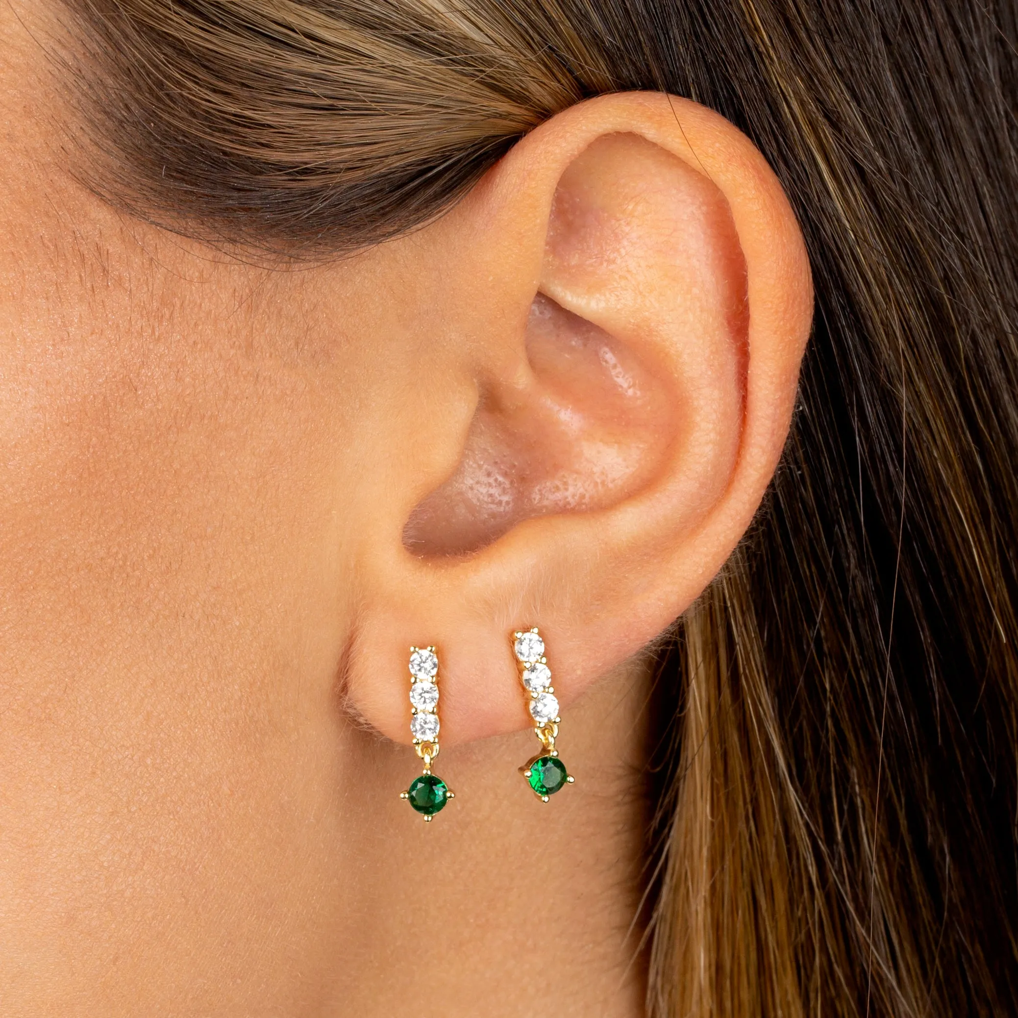 Colored Dangling Solitaire Bar Stud Earring sold by Adina Eden's product image thumbnail 2