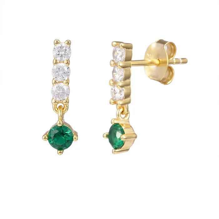 Colored Dangling Solitaire Bar Stud Earring sold by Adina Eden's product image thumbnail 3