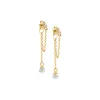 CZ X Pearl Double Chain Front Back Stud Earring sold by Adina Eden's