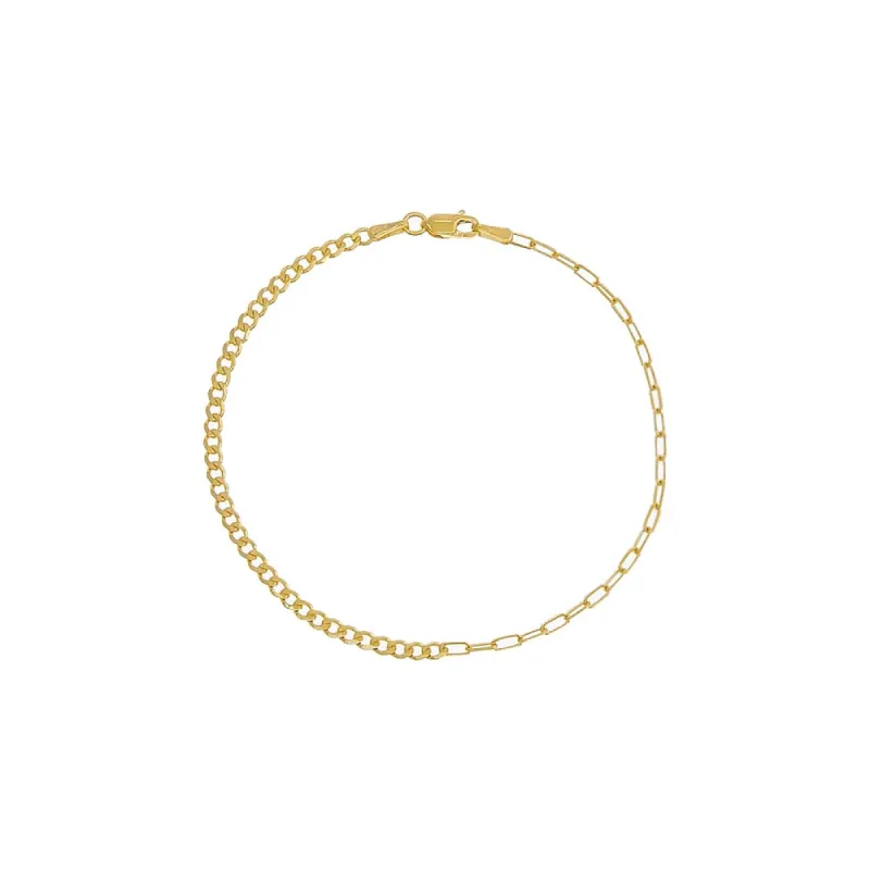 Paperclip X Cuban Chain Bracelet 14K sold by Adina Eden's