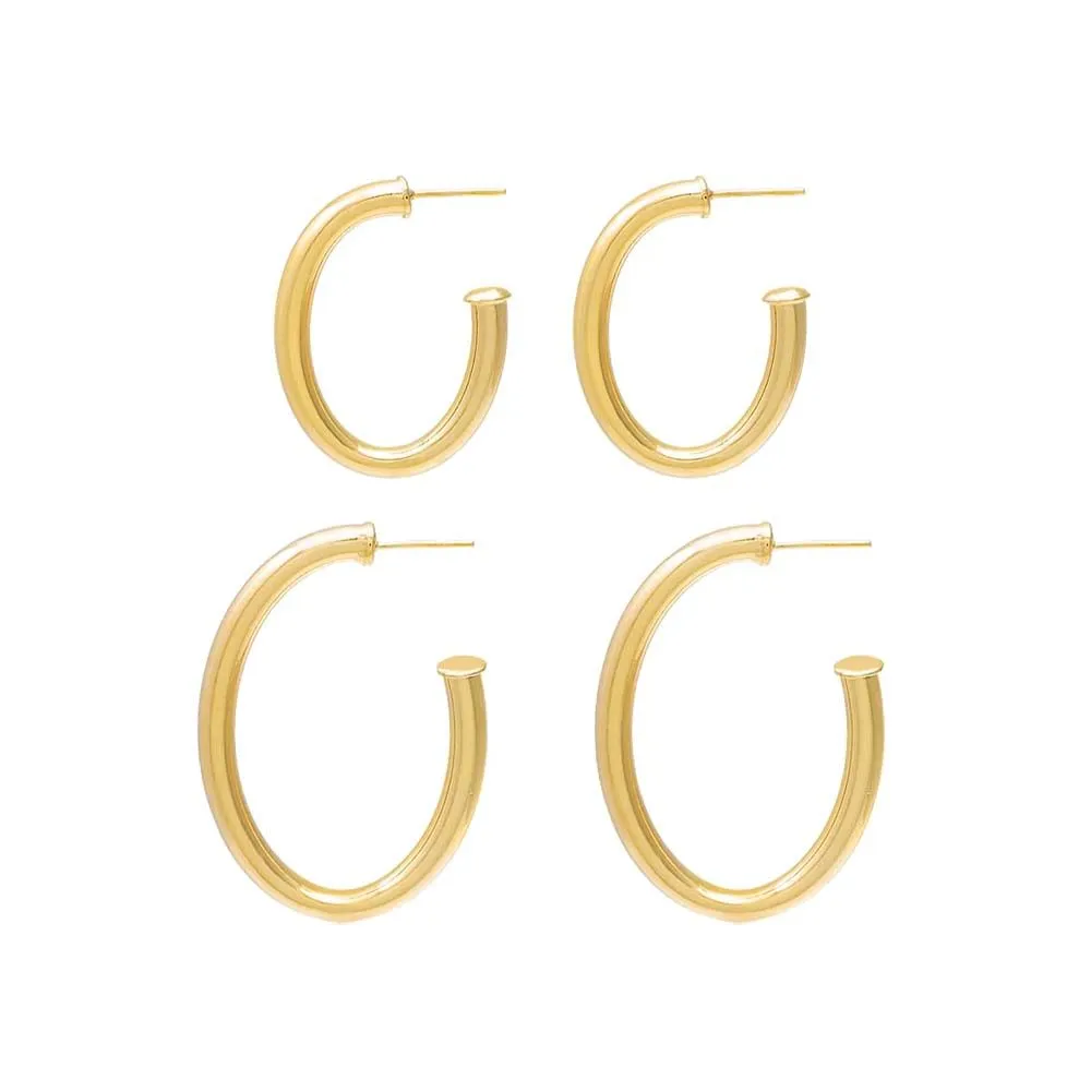 Round Oval Hoop Earring sold by Adina Eden's product image thumbnail 3