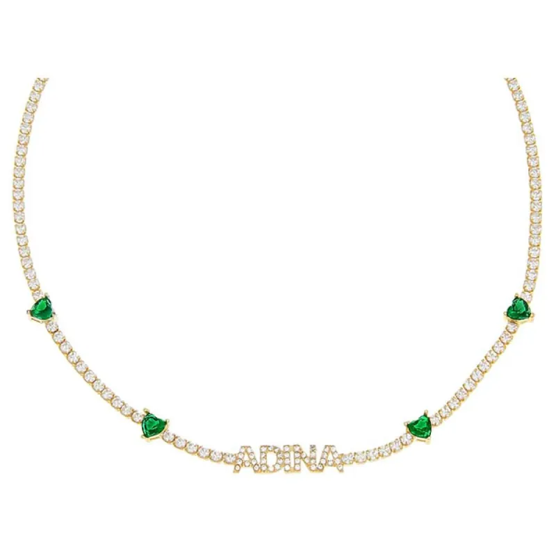 CZ Colored Tennis Nameplate Choker sold by Adina Eden's