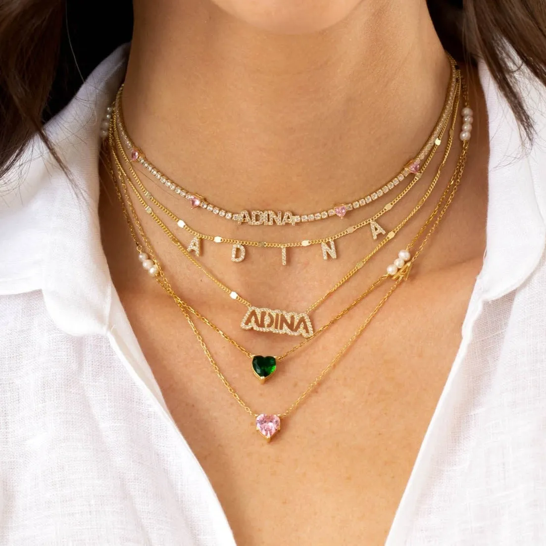 CZ Colored Tennis Nameplate Choker sold by Adina Eden's product image thumbnail 3