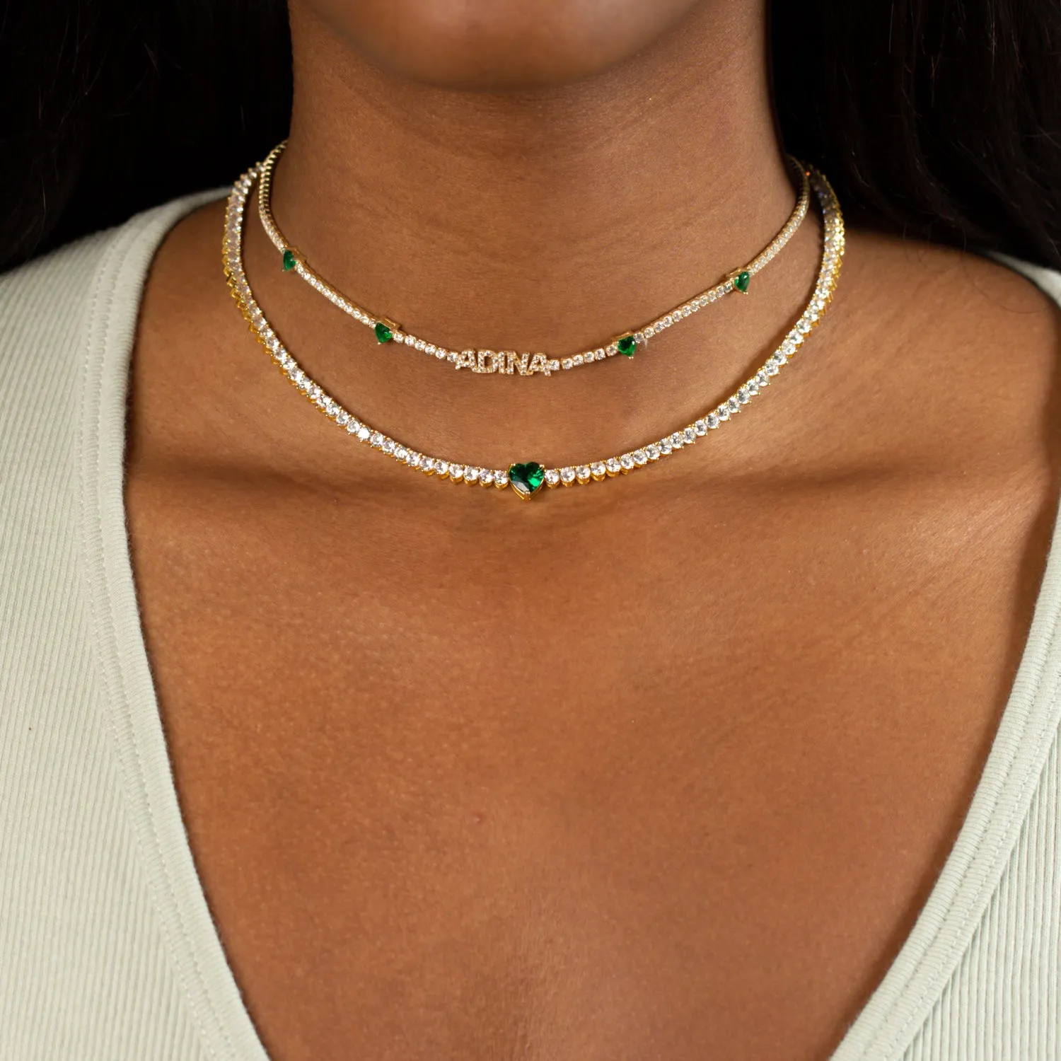 CZ Colored Tennis Nameplate Choker sold by Adina Eden's product image thumbnail 2
