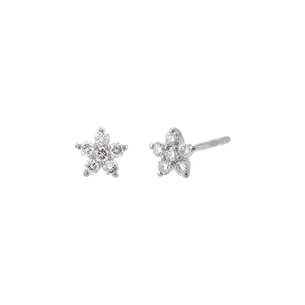 Diamond Flower Stud Earring 14K sold by Adina Eden's product image thumbnail 4