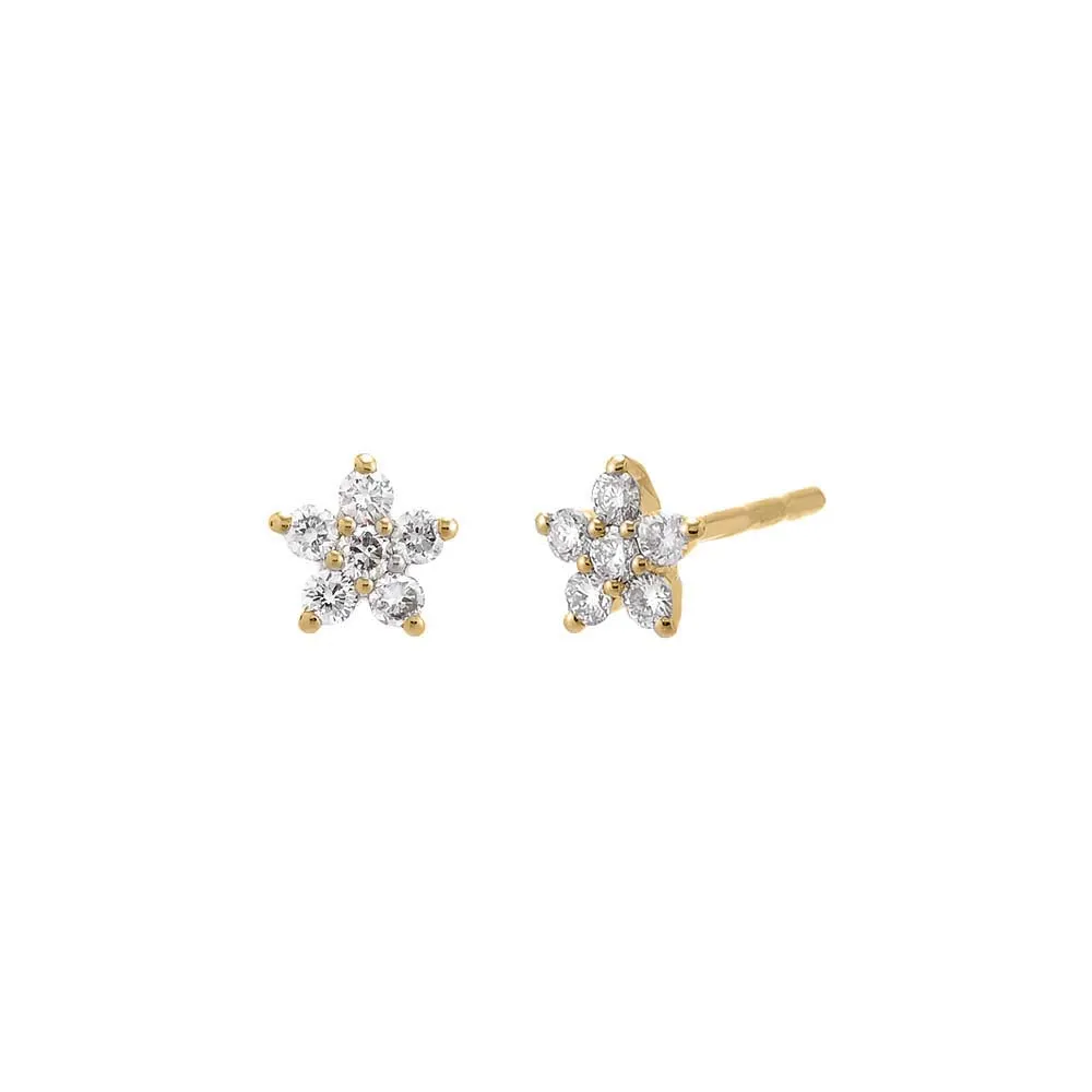 Diamond Flower Stud Earring 14K sold by Adina Eden's