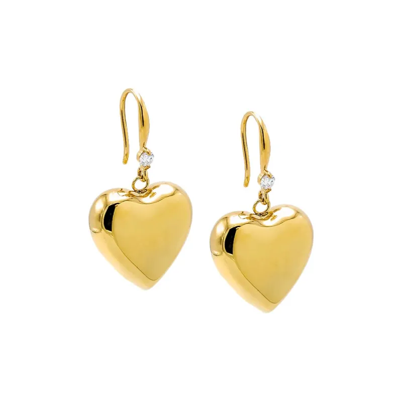 CZ Puffy Heart Huggie Earring sold by Adina Eden's