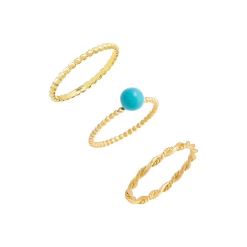 Turquoise & Solid Ring Combo Set sold by Adina Eden's