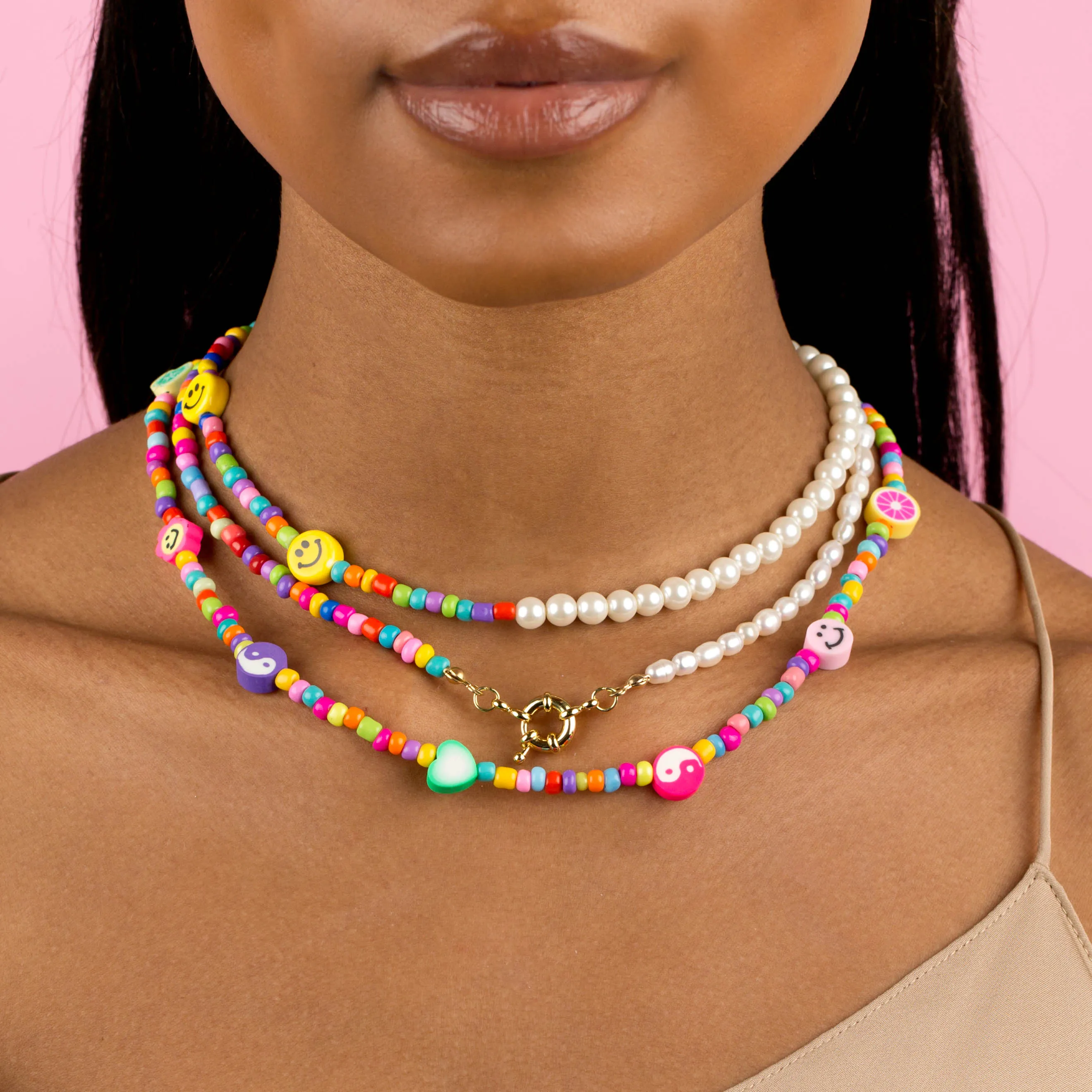 Colored Bead X Pearl Toggle Necklace sold by Adina Eden's product image thumbnail 2