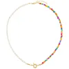 Colored Bead X Pearl Toggle Necklace sold by Adina Eden's