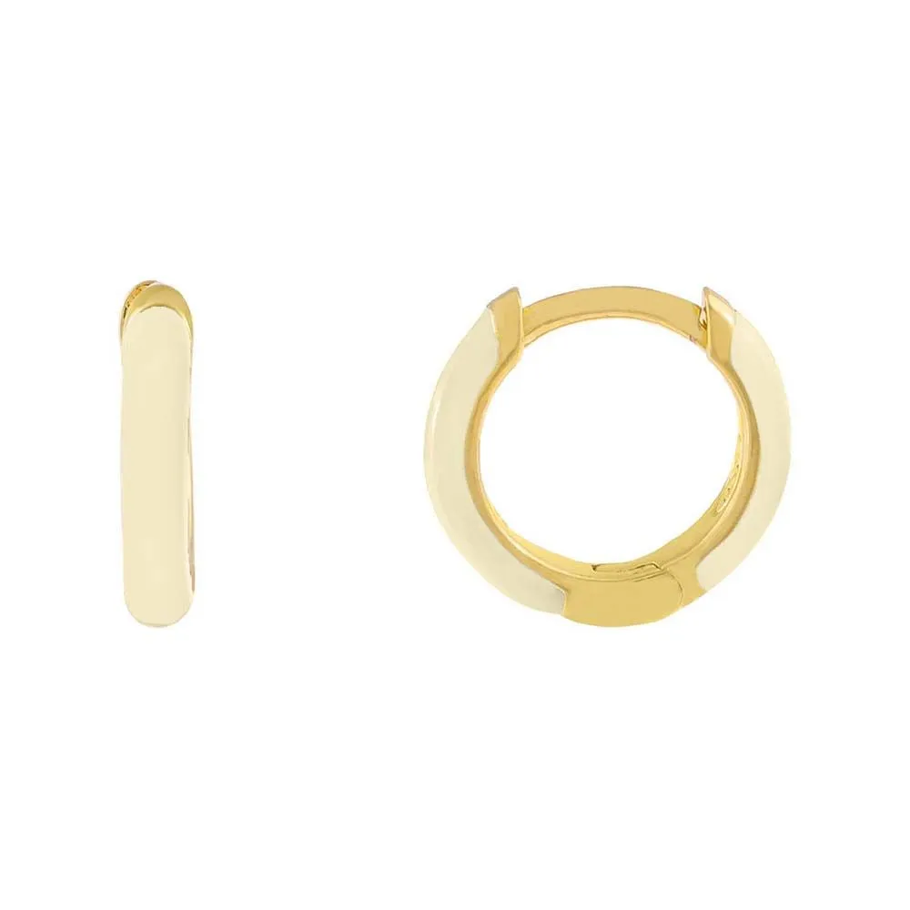 Neutral Enamel Huggie Earring sold by Adina Eden's