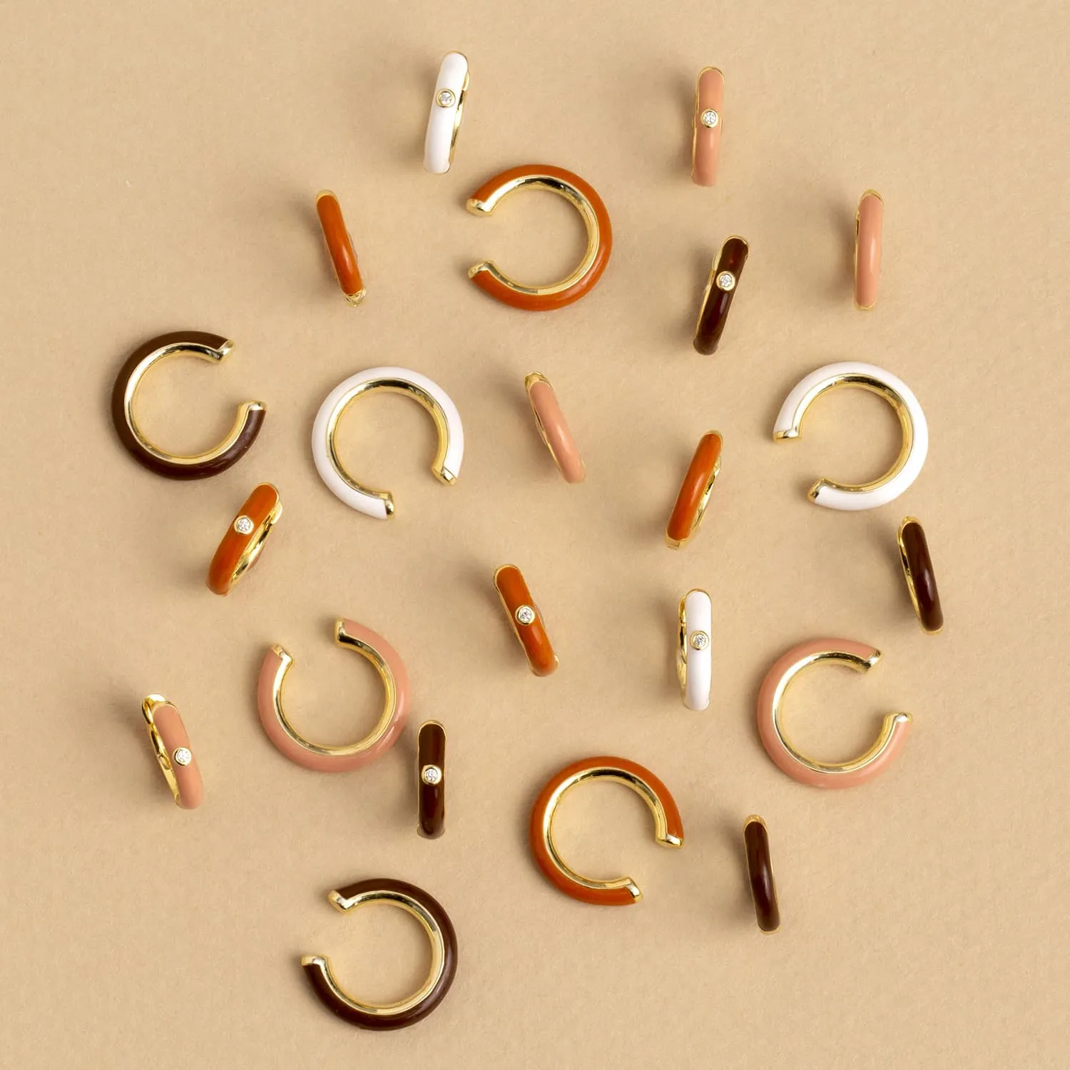 Neutral Enamel Huggie Earring sold by Adina Eden's product image thumbnail 4