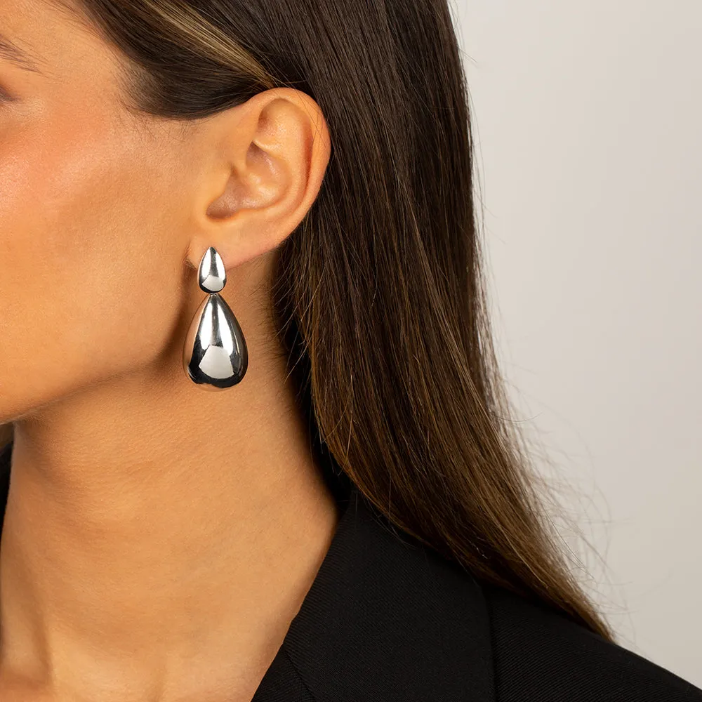 Solid Chunky Double Teardrop Drop Stud Earring sold by Adina Eden's product image thumbnail 4