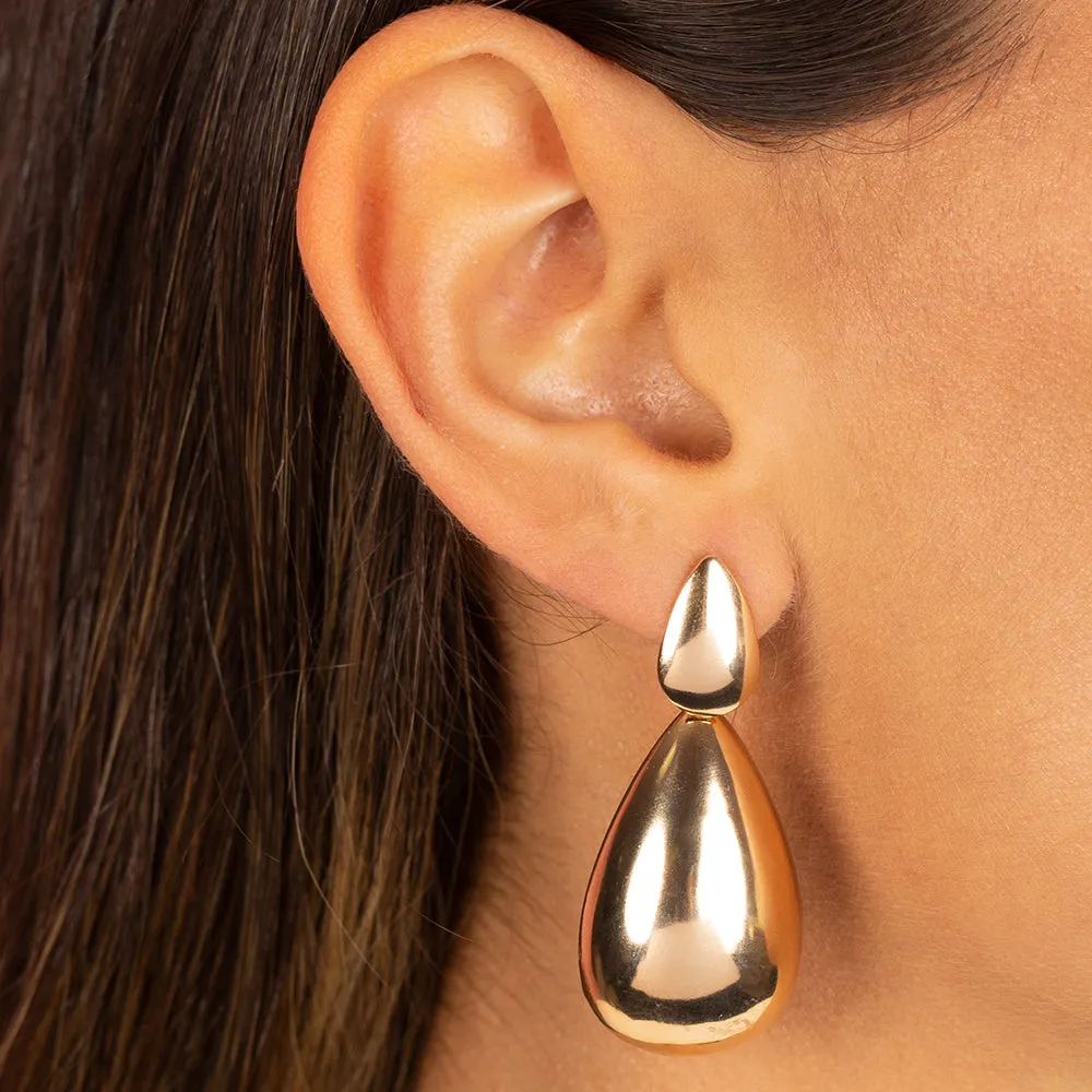 Solid Chunky Double Teardrop Drop Stud Earring sold by Adina Eden's product image thumbnail 2
