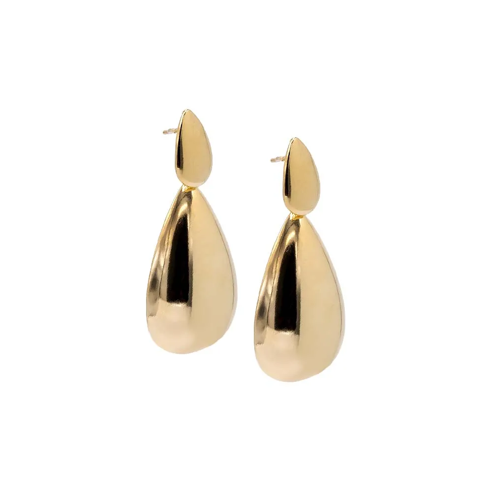 Solid Chunky Double Teardrop Drop Stud Earring sold by Adina Eden's