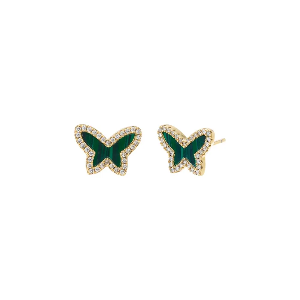 Pave Colored Stone Butterfly Stud Earring sold by Adina Eden's product image thumbnail 4