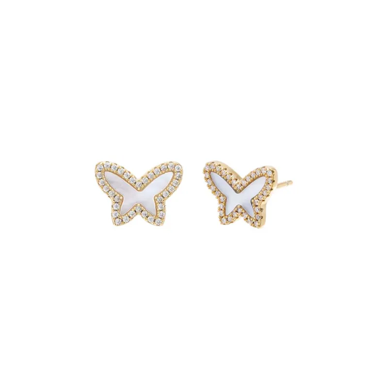 Pave Colored Stone Butterfly Stud Earring sold by Adina Eden's