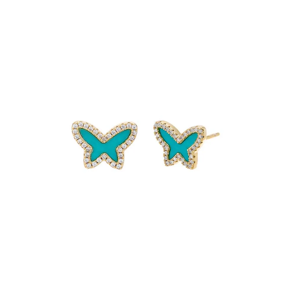 Pave Colored Stone Butterfly Stud Earring sold by Adina Eden's product image thumbnail 5