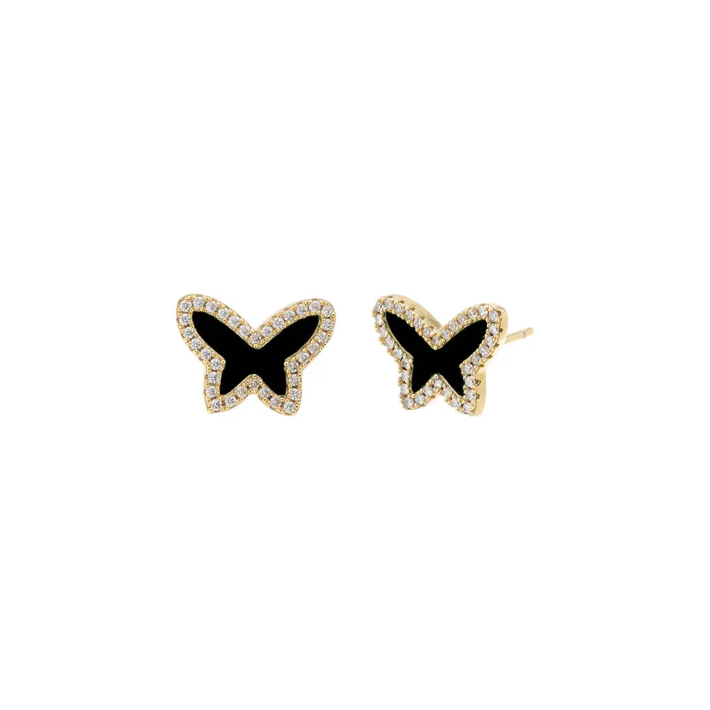 Pave Colored Stone Butterfly Stud Earring sold by Adina Eden's product image thumbnail 3