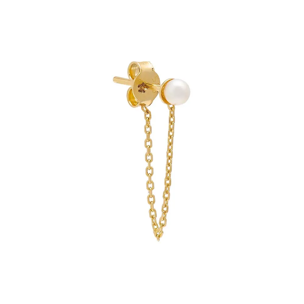 Pearl Chain Front Back Stud Earring 14K sold by Adina Eden's product image thumbnail 3