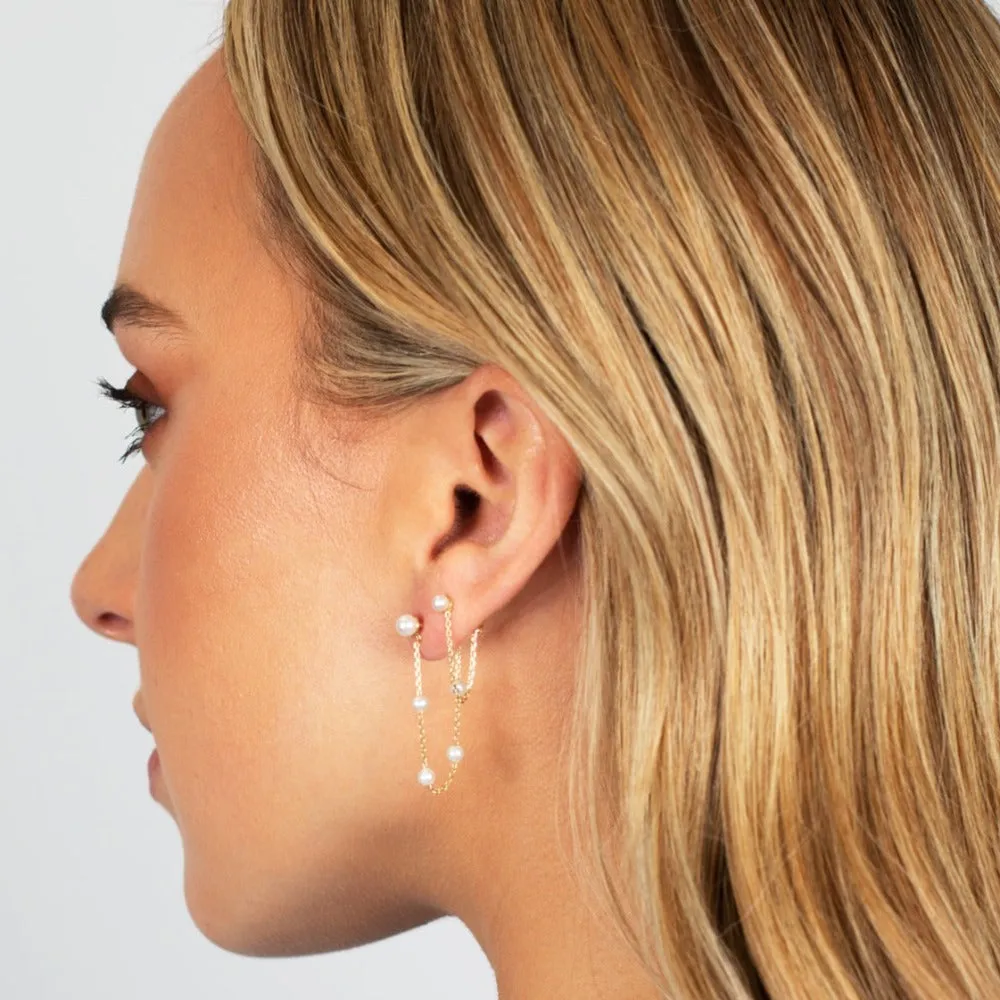 Pearl Chain Front Back Stud Earring 14K sold by Adina Eden's product image thumbnail 2