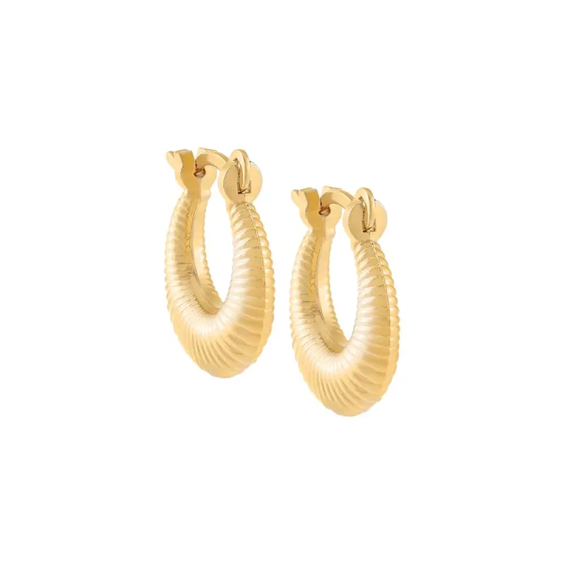 Solid Ribbed Hoop Earring sold by Adina Eden's