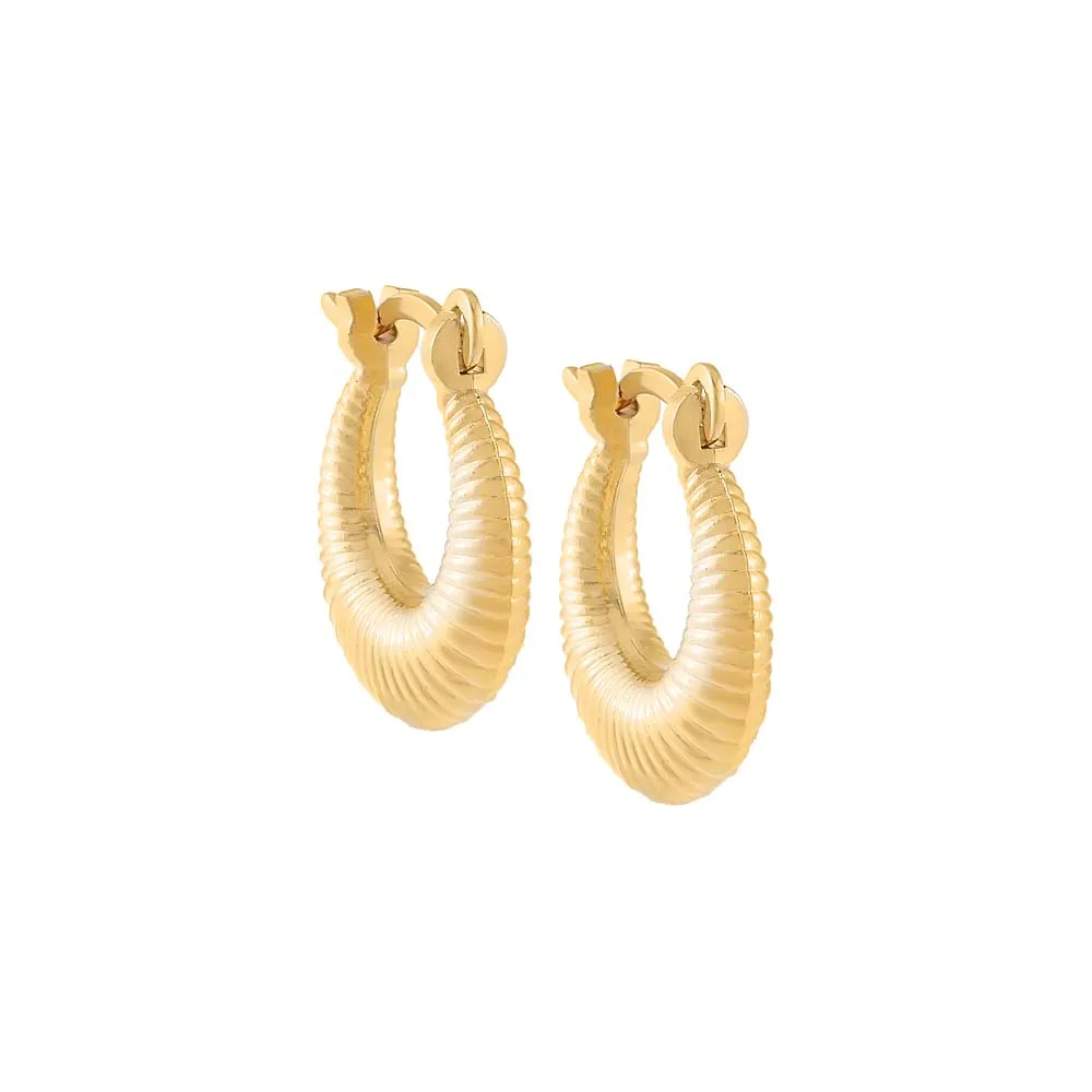Solid Ribbed Hoop Earring sold by Adina Eden's