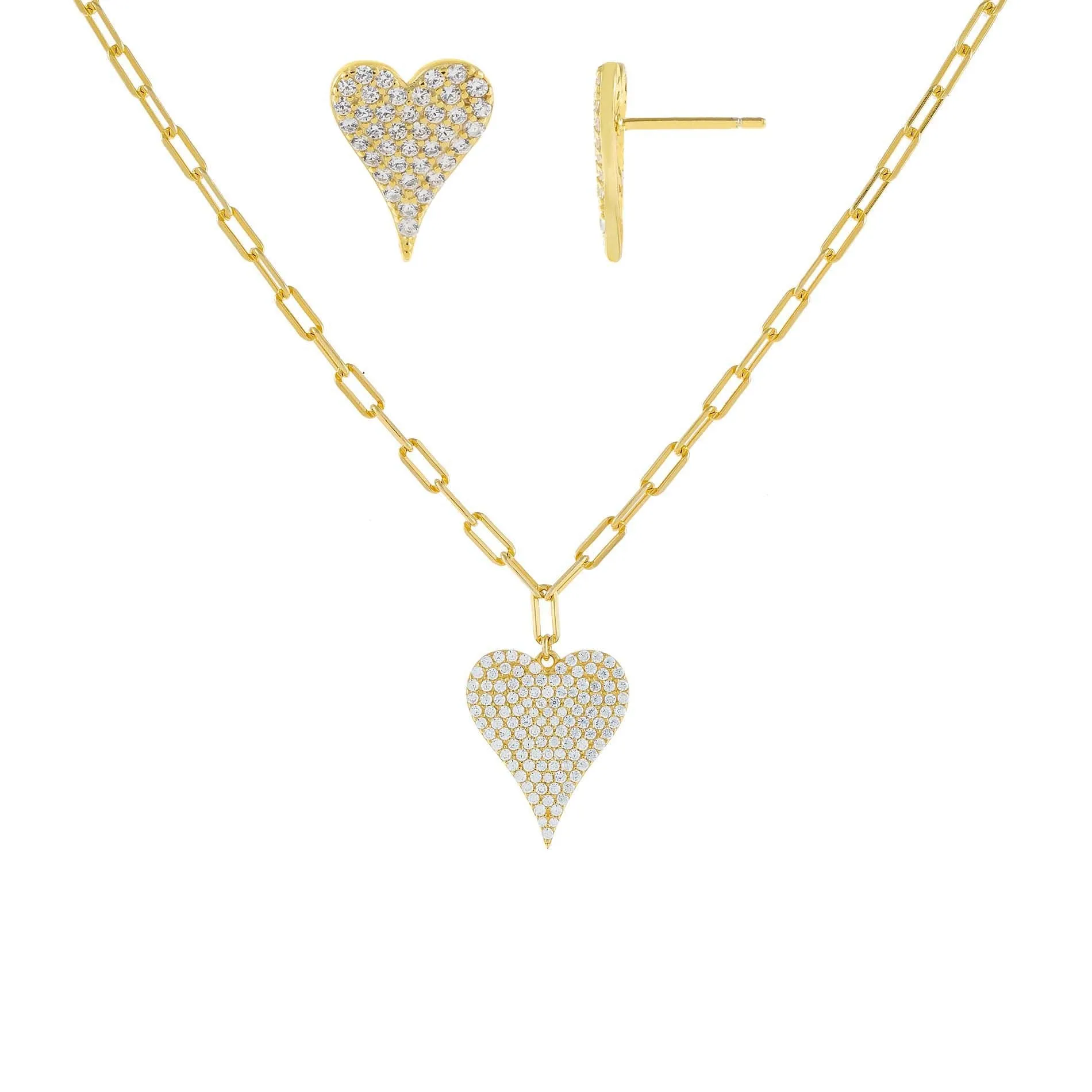 Pavé Heart Link Combo Set sold by Adina Eden's