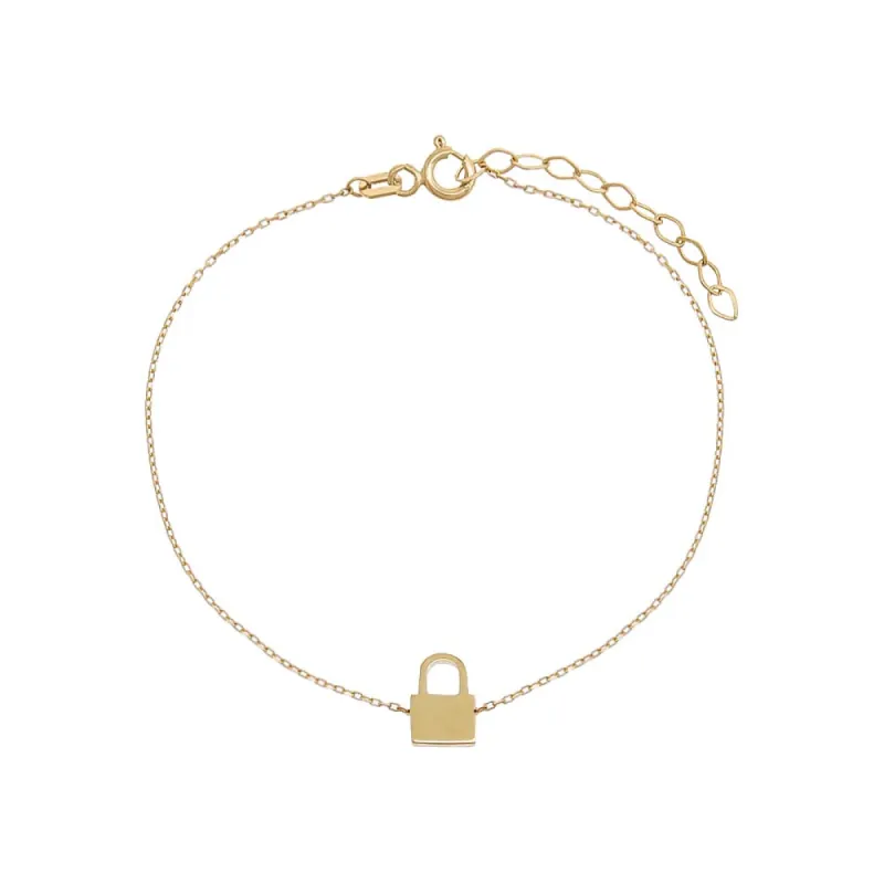 Mini Solid Lock Bracelet 14K sold by Adina Eden's