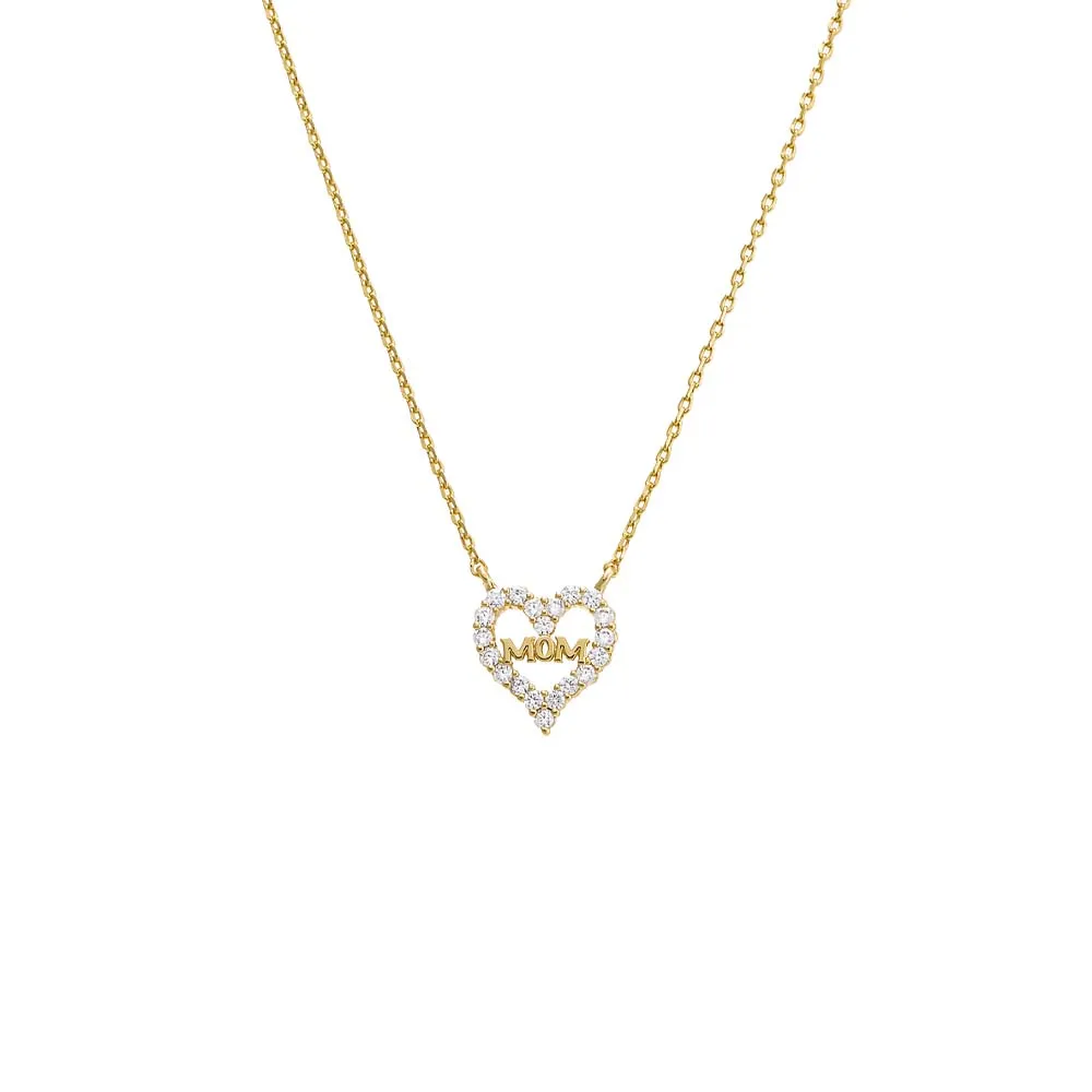 Mom Cutout Heart Pendant Necklace sold by Adina Eden's