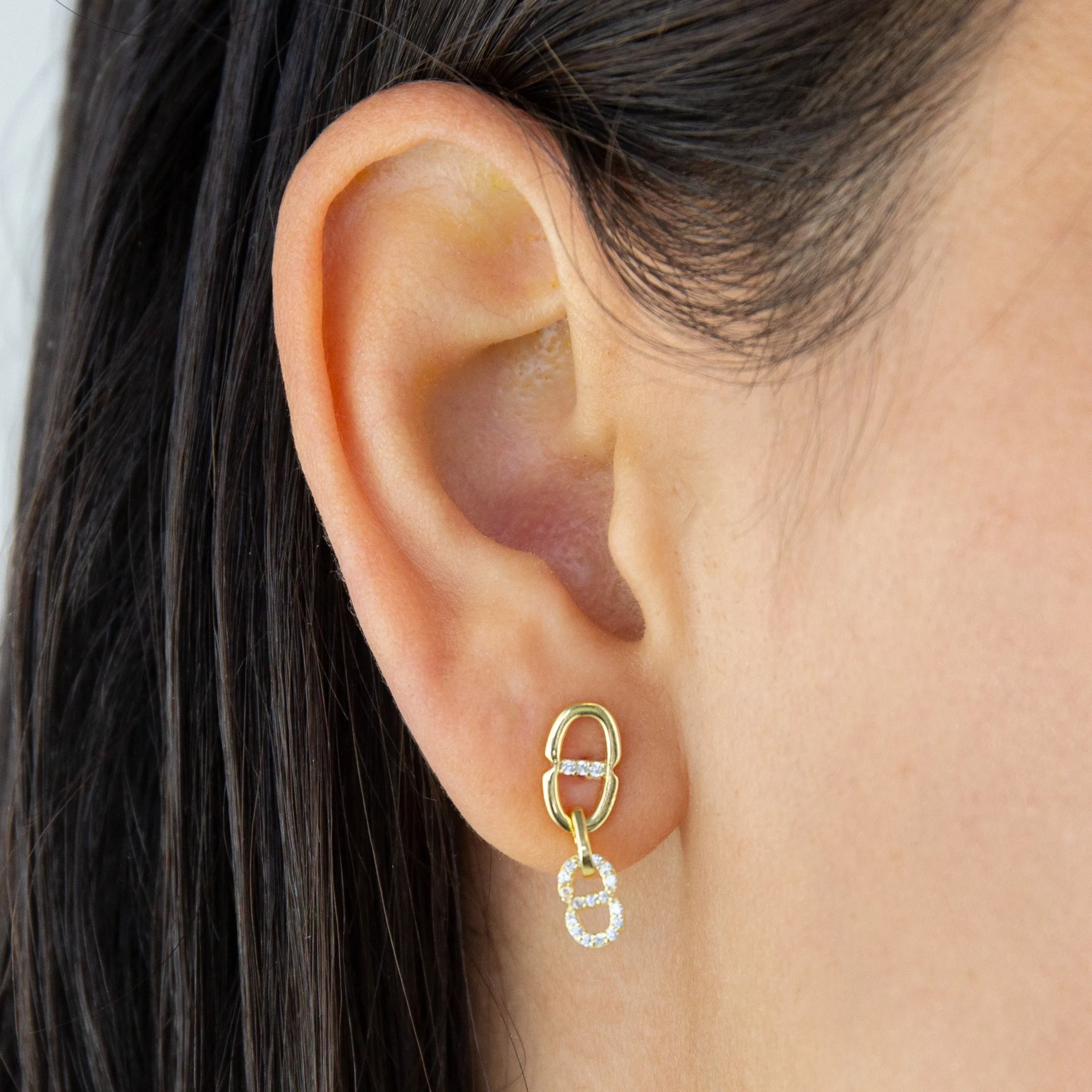 CZ Double Link Drop Earring sold by Adina Eden's product image thumbnail 2