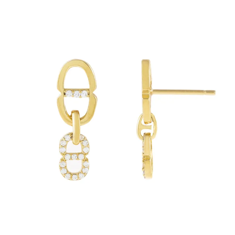 CZ Double Link Drop Earring sold by Adina Eden's