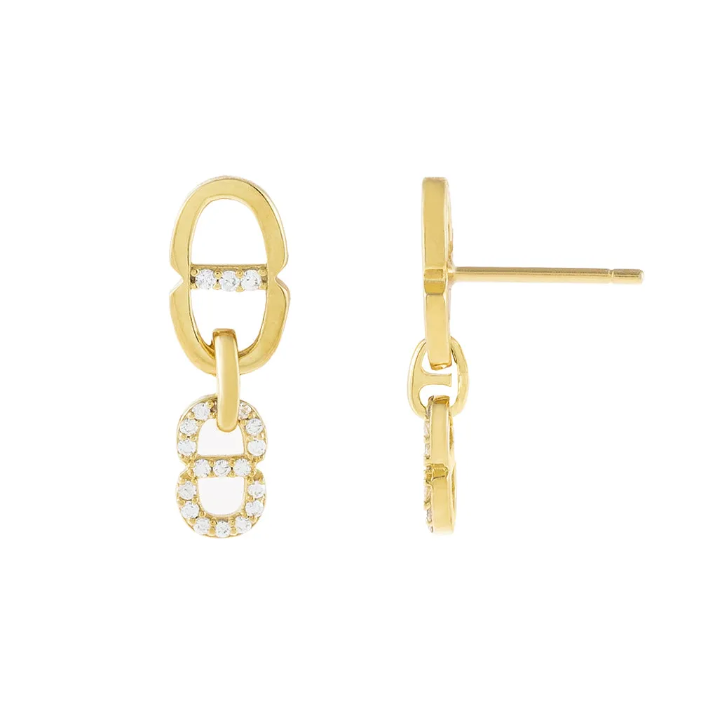 CZ Double Link Drop Earring sold by Adina Eden's