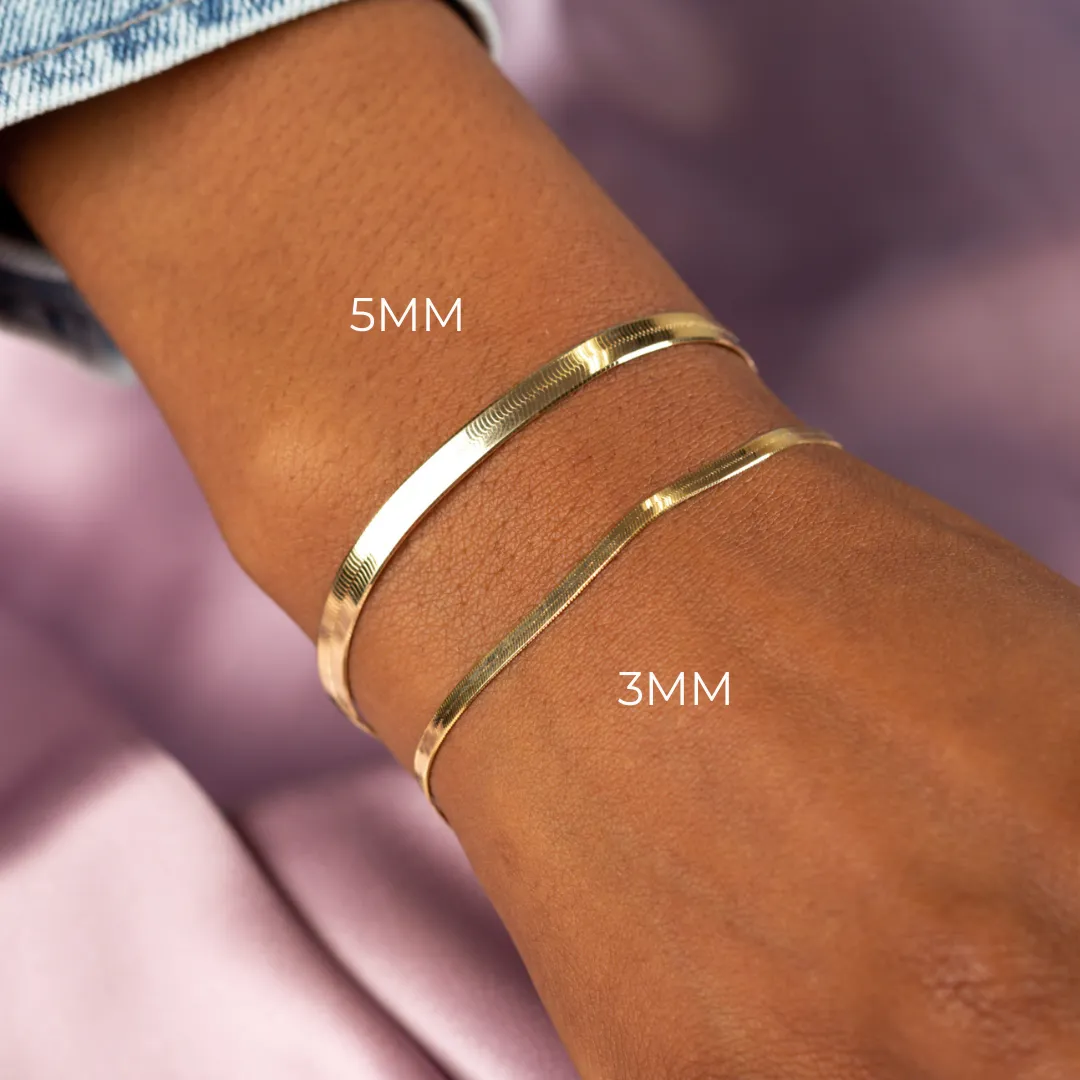 Thick Herringbone Bracelet 14K sold by Adina Eden's product image thumbnail 3