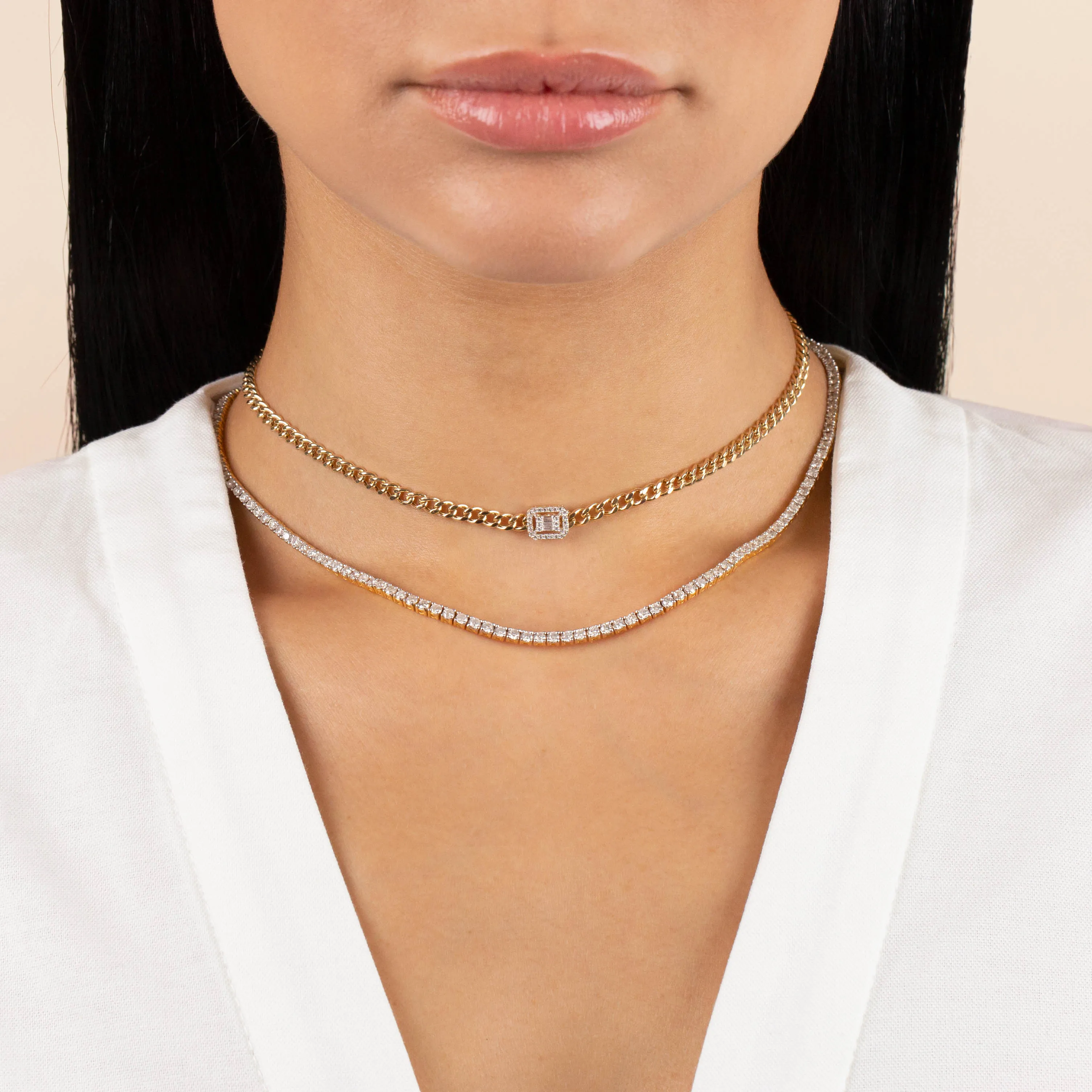 CZ Illusion Cuban Choker 14K sold by Adina Eden's product image thumbnail 2