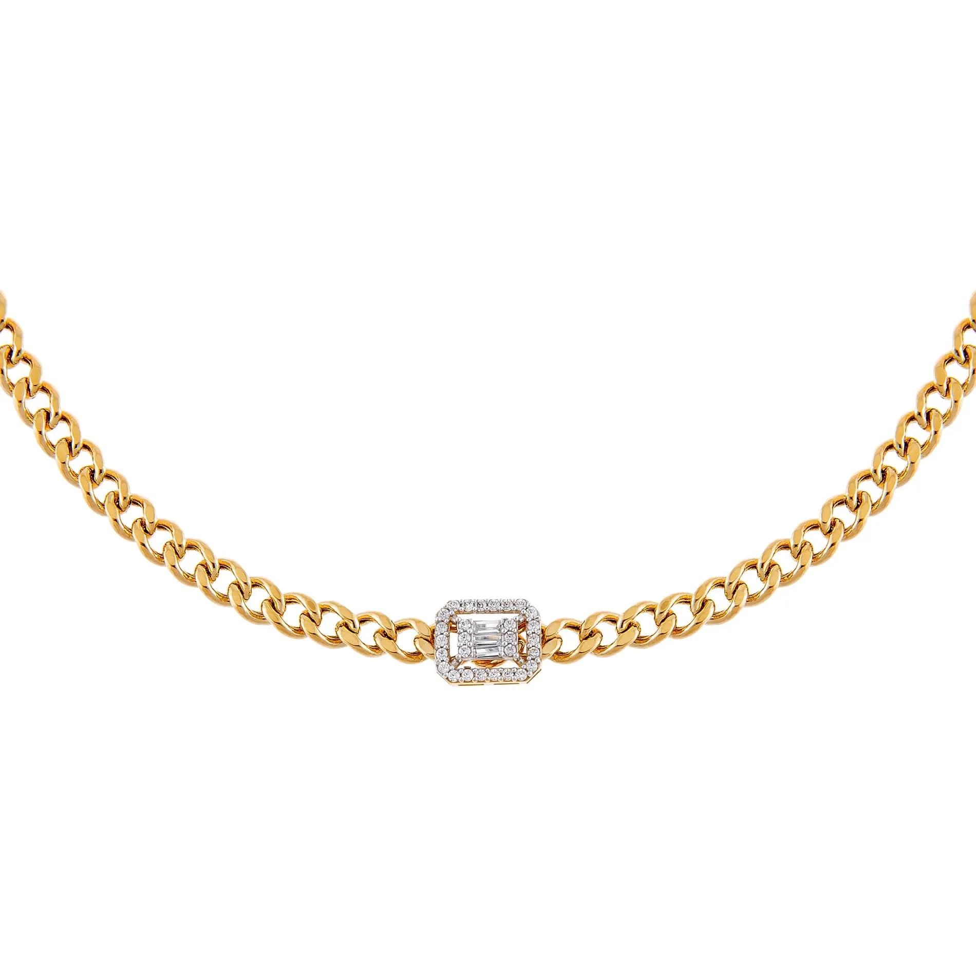 CZ Illusion Cuban Choker 14K sold by Adina Eden's