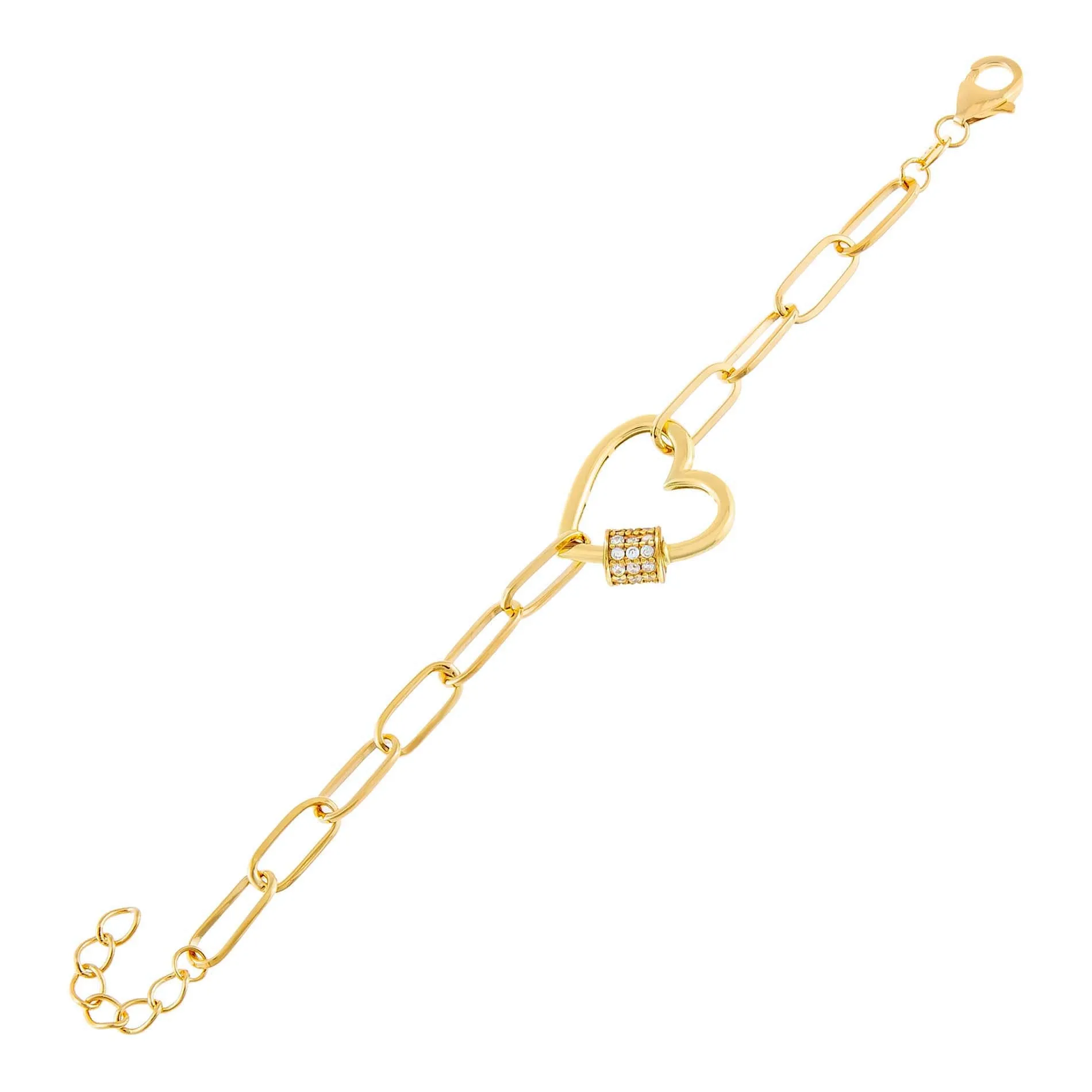 Pavé Heart Toggle Link Bracelet sold by Adina Eden's