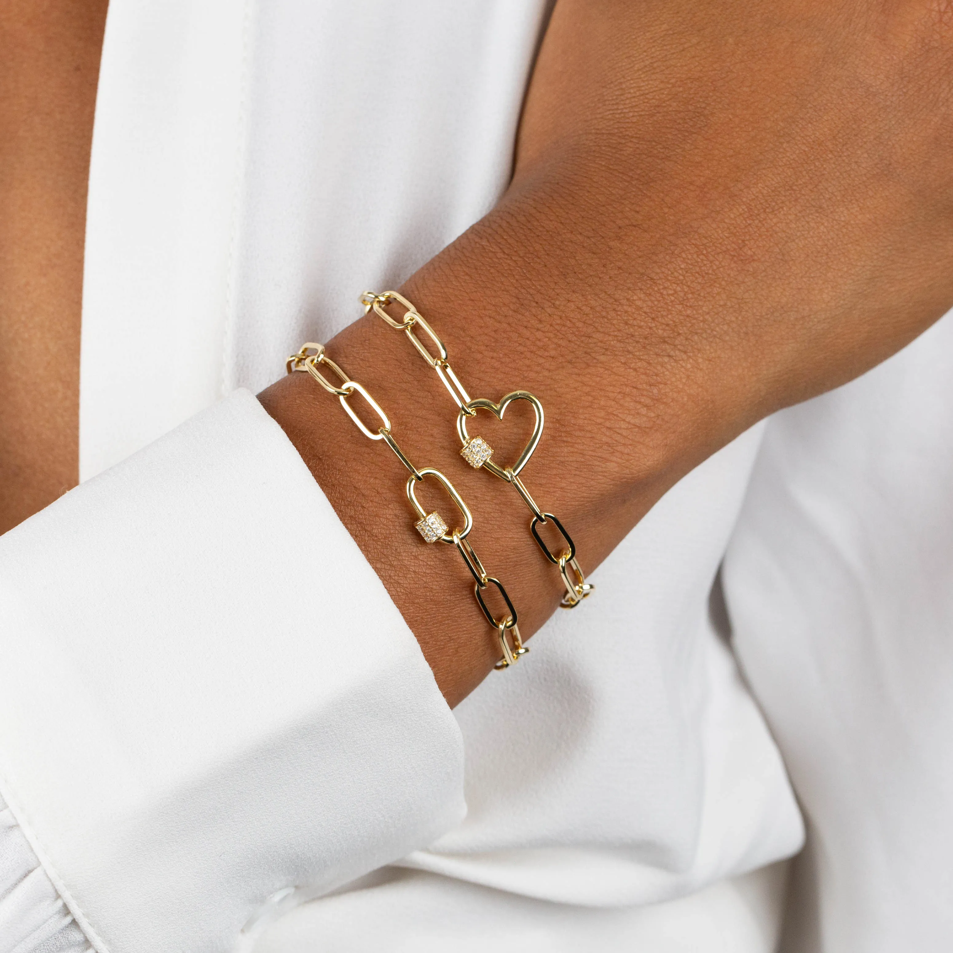 Pavé Heart Toggle Link Bracelet sold by Adina Eden's product image thumbnail 2
