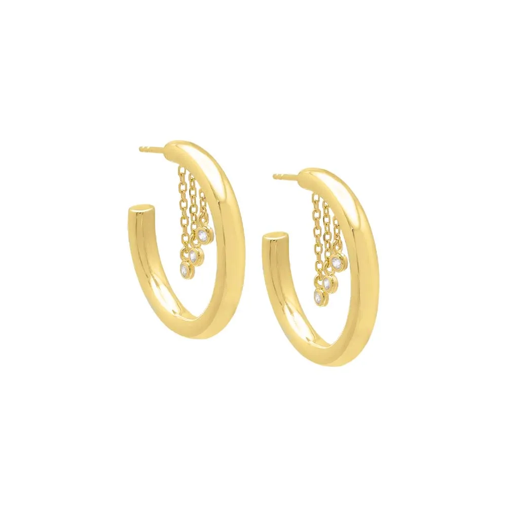 Dangling CZ Bezel Hollow Hoop Earring sold by Adina Eden's