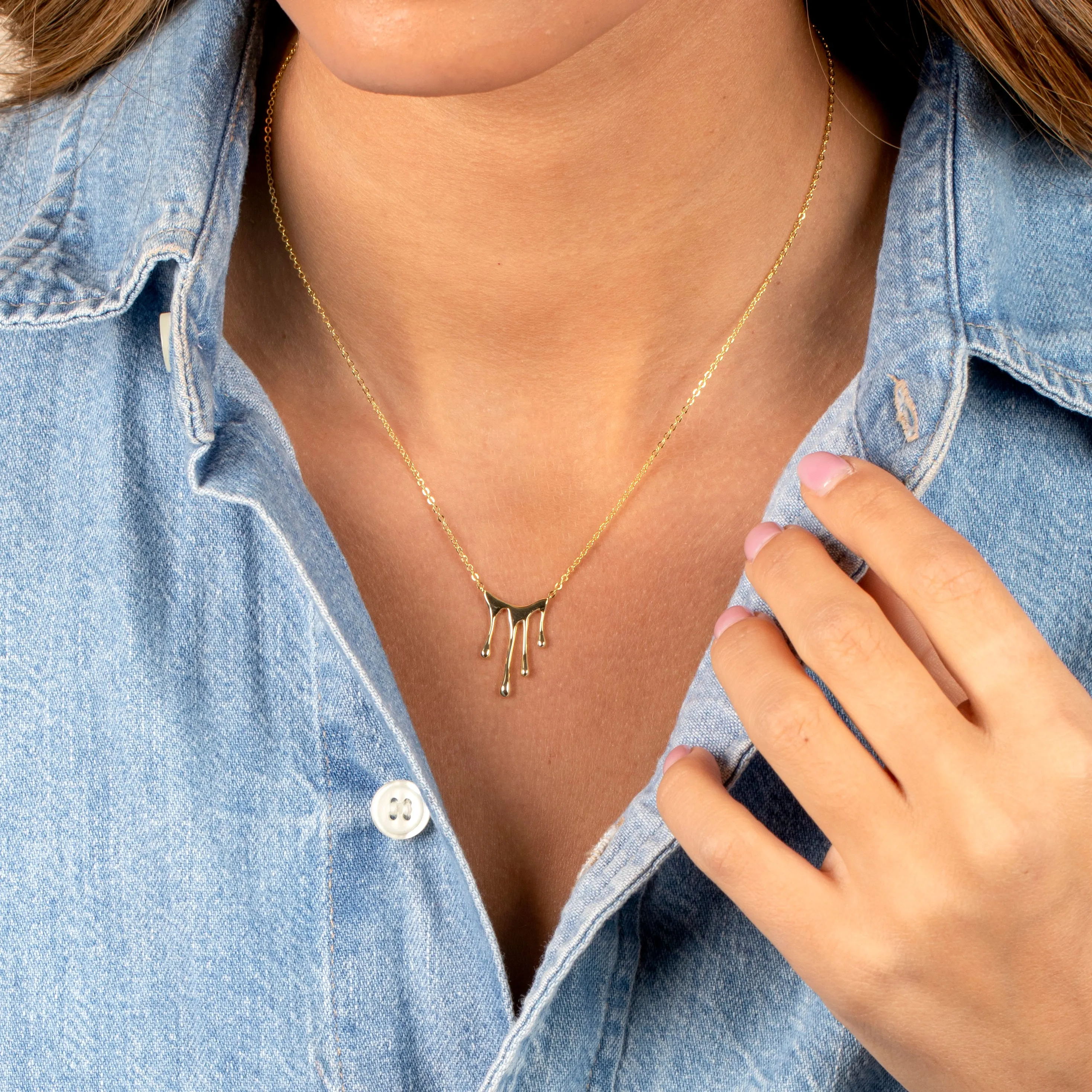 Solid Gold Drip Pendant Necklace sold by Adina Eden's product image thumbnail 2