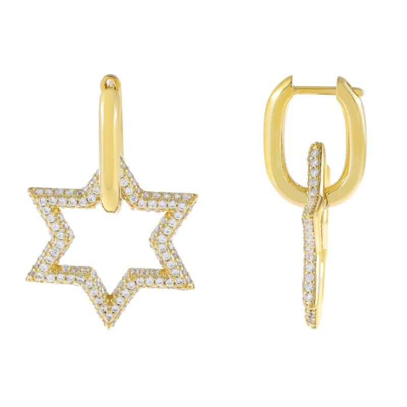 Pavé Open Starburst Huggie Earring sold by Adina Eden's